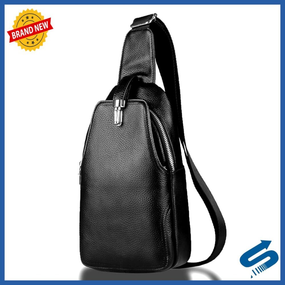 Vintage Leather Sling Backpack Daypack Crossbody Shoulder Chest Bag